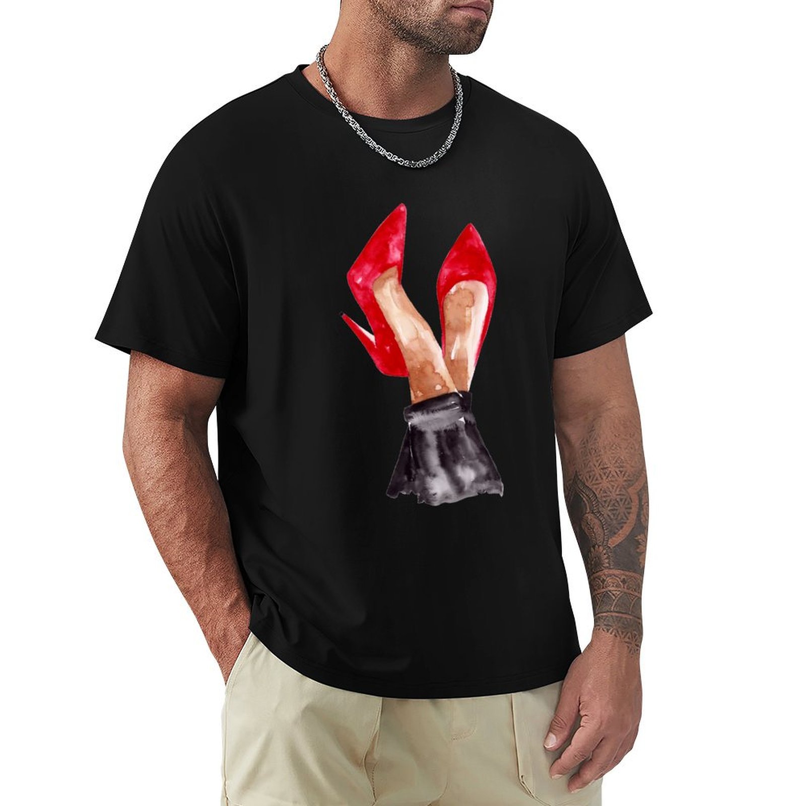 Men Shoes Illustration - Camiseta com ilustração em aguarela de