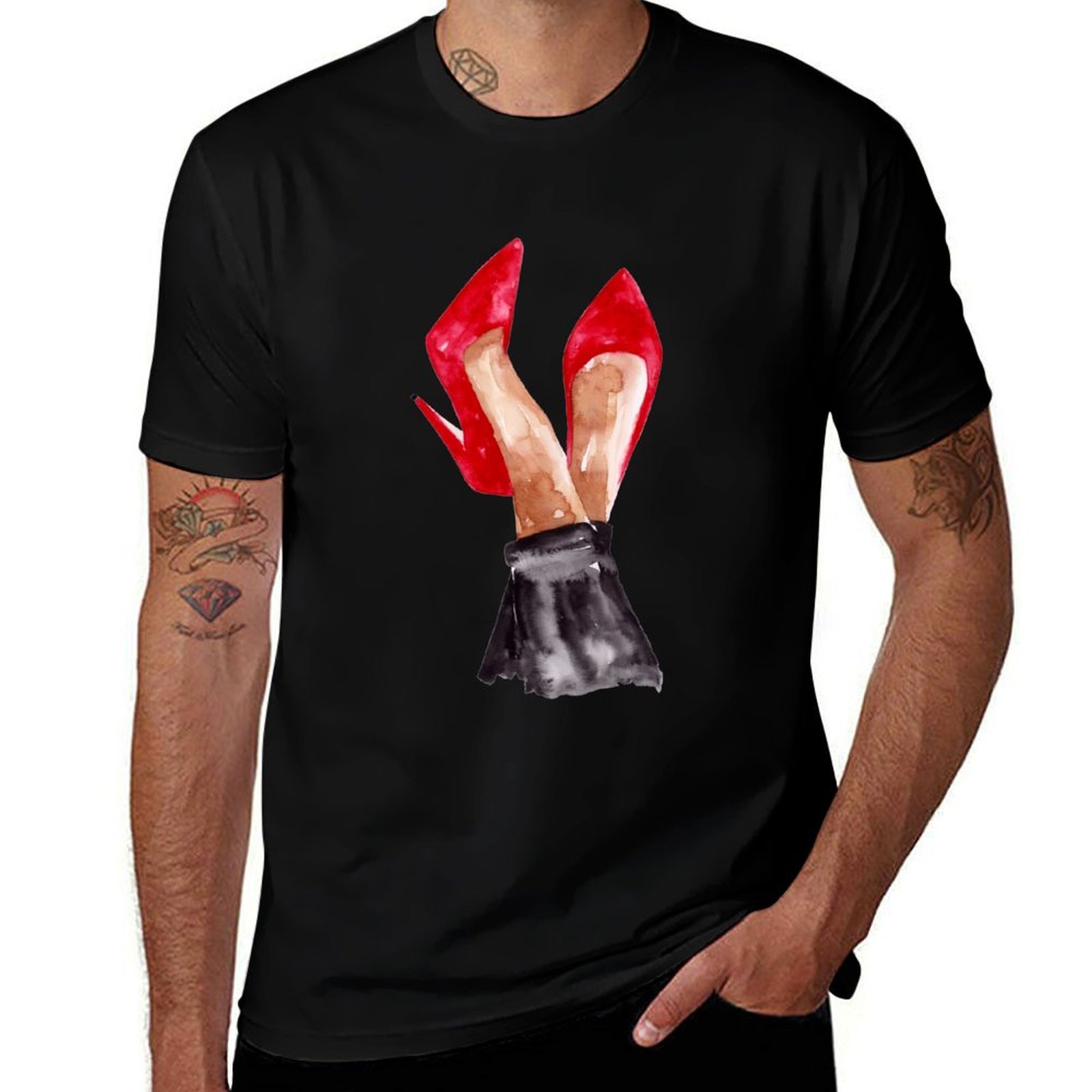 Camiseta com ilustração em aqu - Men Shoes Illustration avaliação e preço